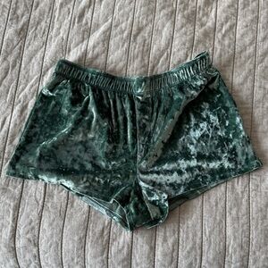 Victoria's Secret Green Crushed Velvet Lounge Shorts